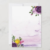 60e verjaardag Paarse Floral Pink Invite Kaart (Achterkant)