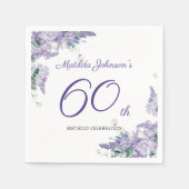 60e verjaardag Paarse Floral Wisteria Elegant Whit Servet (Voorkant)