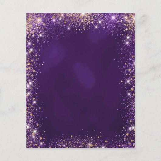 60e Verjaardag paarse roos gouden uitnodiging (Achterkant)