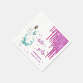 60e verjaardag paarse roze glitter drip hallo 60 servet (Hoek)