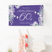 60e verjaardag Paarse Wisteria Floral Elegant Part Spandoek (Insitu)