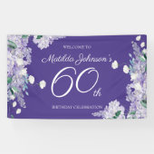 60e verjaardag Paarse Wisteria Floral Elegant Part Spandoek (Horizontaal)