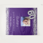 60e verjaardag paarse zilveren foto glitters welko wandkleed (Voorkant (horizontaal))