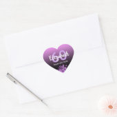 60e verjaardag paarse zwarte bloemen hart sticker (Envelop)
