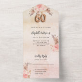 60e verjaardag pampas gras roze roos florals RSVP All In One Uitnodiging (Binnen)