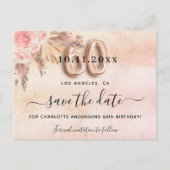 60e verjaardag pampas roos floral save the date aankondigingskaart (Voorkant)