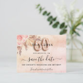 60e verjaardag pampas roos floral save the date aankondigingskaart (Staand voorkant)