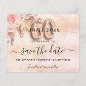 60e verjaardag pampasroos budget save the date flyer (Voorkant)