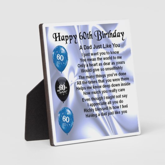 60e verjaardag Pap Poem Plaque Fotoplaat (Voorkant)