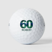 60e verjaardag papa cadeau - Blauw Groen Plaid 60 Golfballen (Voorkant)