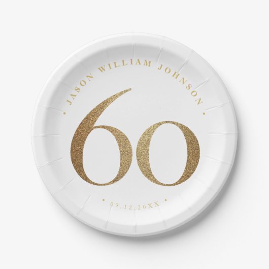 60e verjaardag papieren bordje (Voorkant)