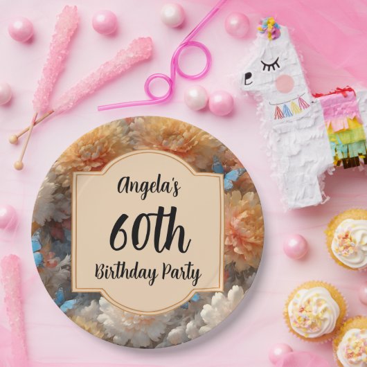 60e verjaardag papieren bordje (Feest)