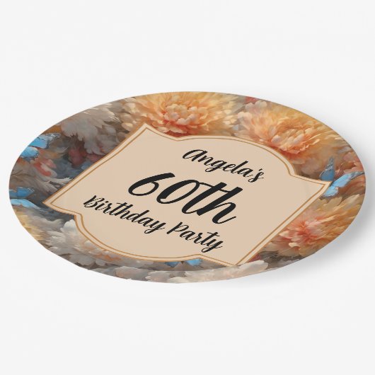 60e verjaardag papieren bordje (Gekanteld)