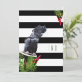 60e verjaardag Parrot Black White Stripe Birthday Kaart (Staand voorkant)