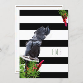 60e verjaardag Parrot Black White Stripe Birthday Kaart