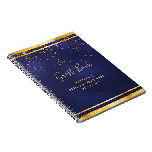 60e verjaardag Partij 60 donkerblauw goudgastenboe Notitieboek (Rechterzijde)