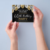 60e verjaardag Partij Opslaan datum Flyer (Hand)