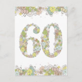 60e Verjaardag Party Dames Bloemen Briefkaart Uitn (Voorkant)