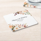 60e verjaardag Party Favorieten Custom Floral Kartonnen Onderzetters (Schuin)
