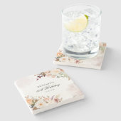 60e verjaardag Party Favorieten Custom Floral Stenen Onderzetter (Zijkant)