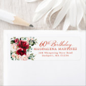 60e Verjaardag Party Floral Retour Adres Label (Insitu)