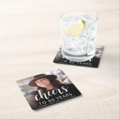 60e verjaardag Party Foto juicht wit script Kartonnen Onderzetters (Insitu)