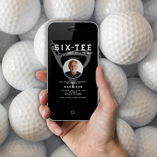 60e verjaardag Party Foto Modern Golf Zwart Kaart