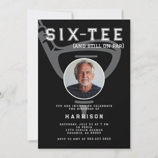 60e verjaardag Party Foto Modern Golf Zwart Kaart (Voorkant)