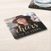 60e verjaardag Party Foto Proost Kartonnen Onderzetters (Schuin)