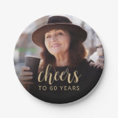 60e verjaardag Party Foto Proost Papieren Bordje (Voorkant)