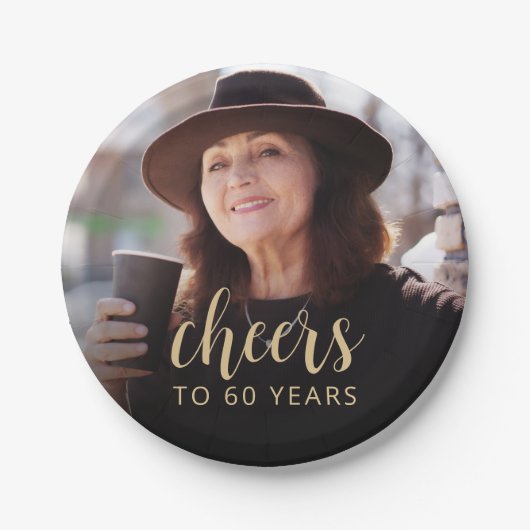 60e verjaardag Party Foto Proost Papieren Bordje (Voorkant)