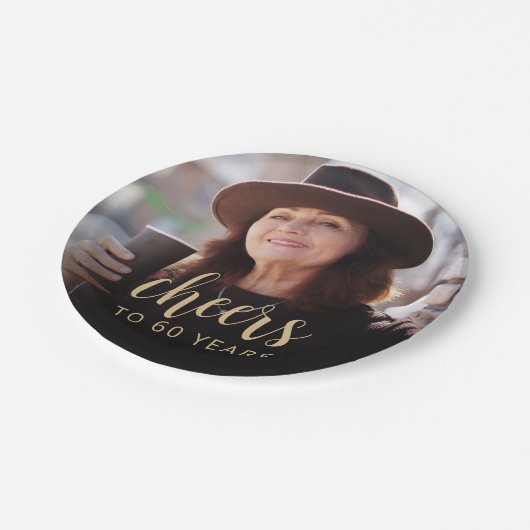 60e verjaardag Party Foto Proost Papieren Bordje (Gekanteld)