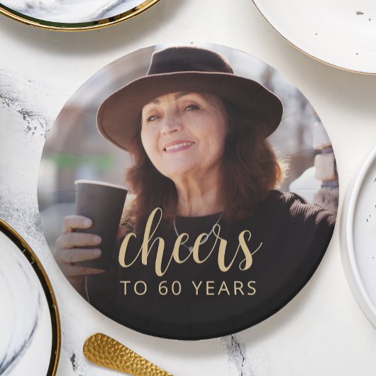 60e verjaardag Party Foto Proost Papieren Bordje
