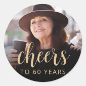 60e verjaardag Party Foto Proost Ronde Sticker (Voorkant)