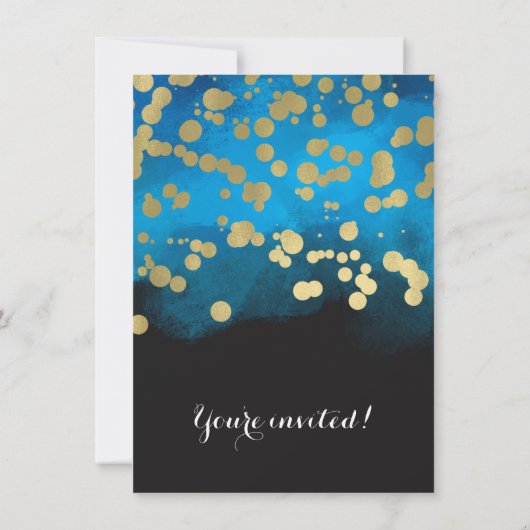 60e Verjaardag Party Gold Glitter Blue Waterverf Kaart (Achterkant)