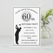 60e Verjaardag Party Golfer Black Par Dad Golf Kaart (Staand voorkant)