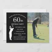 60e Verjaardag Party Golfer Black Par Golf Foto Kaart (Voorkant)