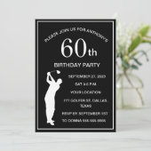60e verjaardag Party Golfer Zwart Par Volwassen Go Kaart (Staand voorkant)