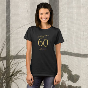 60e verjaardag Party Goud Script Zwart T-shirt