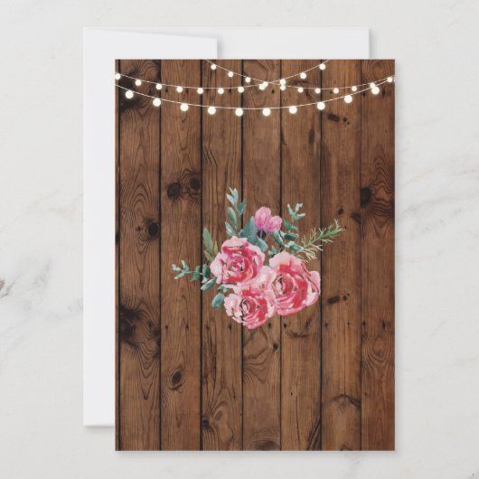 60e Verjaardag Party Hout Bloem Bloemen Roze Uitno Kaart (Achterkant)