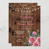 60e Verjaardag Party Hout Bloem Bloemen Roze Uitno Kaart (Voorkant / Achterkant)