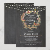 60e Verjaardag Party Krijt krans Bloemen Uitnodigi Kaart (Voorkant / Achterkant)