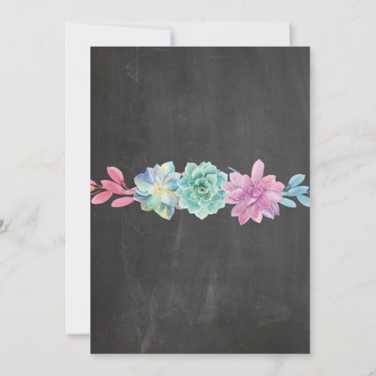 60e Verjaardag Party Krijtbord Bloemen Roze Uitnod Kaart (Achterkant)