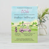 60e verjaardag Party Lady Golfer thema uitnodiging (Staand voorkant)