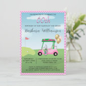 60e verjaardag Party Lady Golfer thema uitnodiging (Staand voorkant)