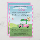 60e verjaardag Party Lady Golfer thema uitnodiging (Voorkant / Achterkant)