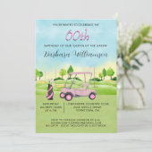 60e verjaardag Party Lady Golfer thema uitnodiging (Staand voorkant)