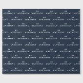 60e verjaardag Party Naam Marine Blauw Modern Patr Cadeaupapier (Vlak)