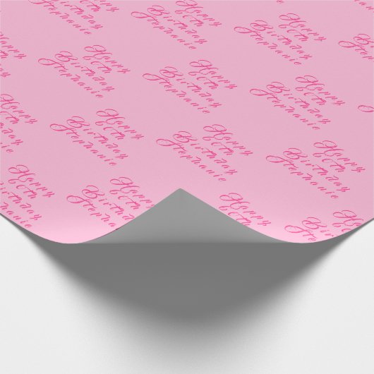 60e verjaardag Party Naam Roze Modern Patroon Cadeaupapier (Hoek)