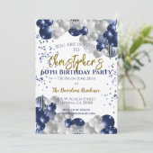 60e verjaardag Party Navy Ballonnen Kaart (Staand voorkant)